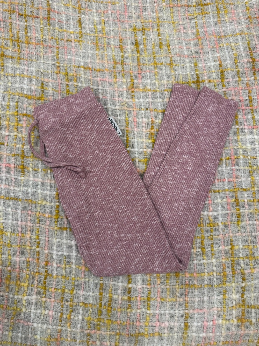 Gymshark Ribbed Drawstring Leggings - Mauve Heather